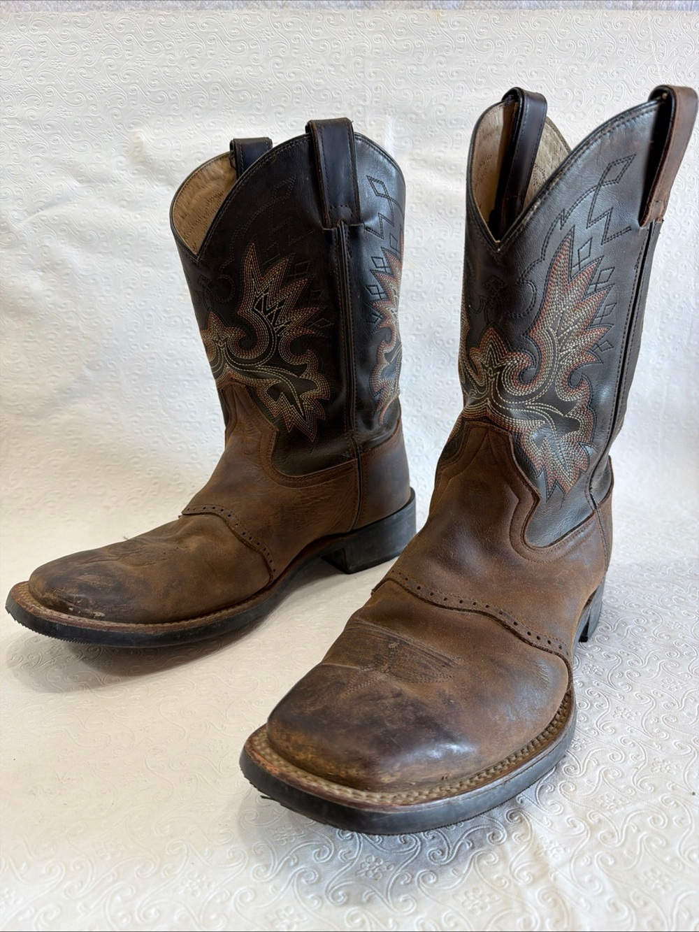 Double H 3258 Western Cowboy Boots Mens Size 10.5 EE Brown Leather Pull On Rodeo